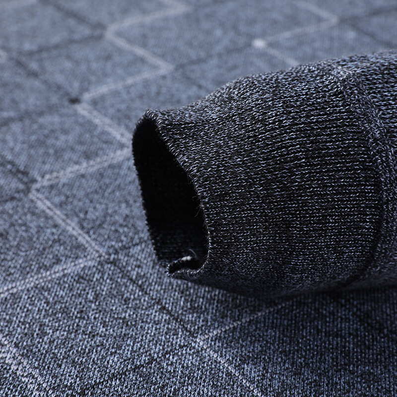 2024. gada rudens un ziemas jauns vīriešu plīša džemperis, silts džemperis ar apaļu kakla izgriezumu, trikotāžas apakšklājs ar dimanta režģa dizainu, ikdienas tops