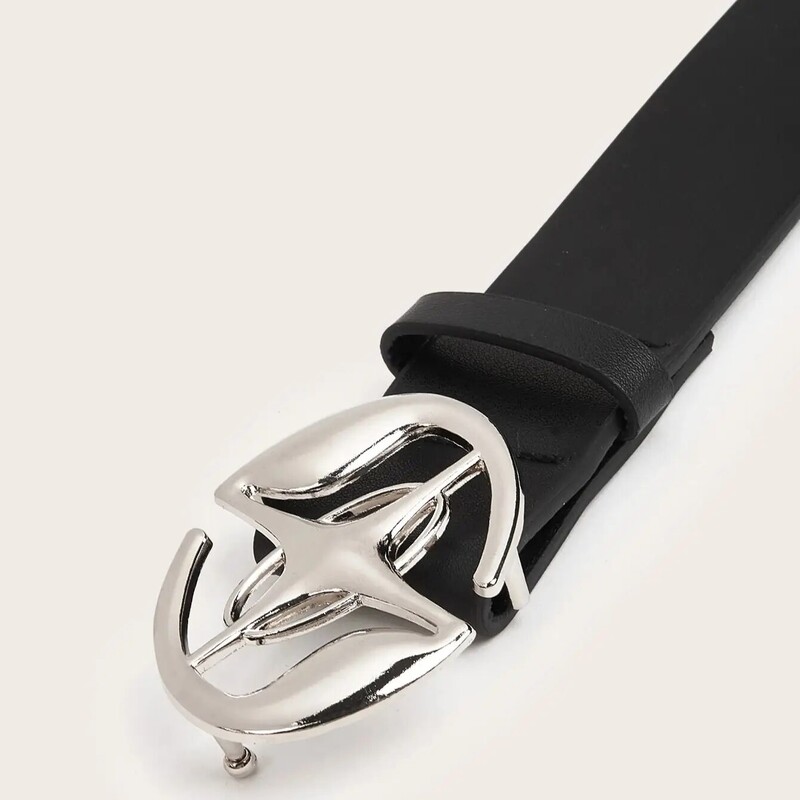 Ženski Y2k zvjezdani ukras sa zakovicama Ovalni izdubljeni remen s kopčom Crni ležerni PU remen Punk jean remen za hlače Ukrasni remen za suknju za žene