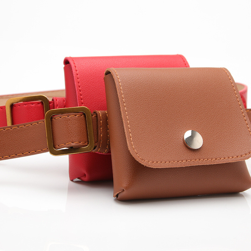 Cool ženski PU remen s torbom Kožna torba oko struka Modni ženski prsten čiste boje Messenger Pojasevi za ramena i prsa Veleprodaja Dropship