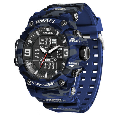 Militārie Pulksteņi Vīriešu Sporta Pulkstenis Ūdensizturīgs Modinātājs Dual Time Rokas pulksteņi Digital 8049B Armijas Pulksteņi Militāri