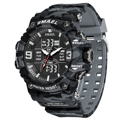 Militārie Pulksteņi Vīriešu Sporta Pulkstenis Ūdensizturīgs Modinātājs Dual Time Rokas pulksteņi Digital 8049B Armijas Pulksteņi Militāri