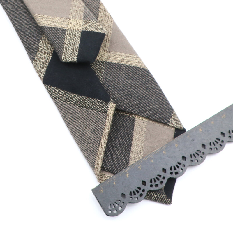 Augstas kvalitātes vīriešu 7 cm kaklasaites Klasiskas brūnas, sarkanas svītras, rūtainas, kokvilnas, rokām darinātas kaklasaites