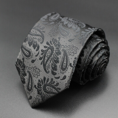 Luksuzna crna muška kravata od 8 cm, poliesterska kravata za muškarce, jednobojna jacquard kravata s paisley prugama, poslovna zabava Corbatas