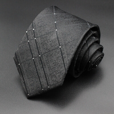 Luksuzna crna muška kravata od 8 cm, poliesterska kravata za muškarce, jednobojna jacquard kravata s paisley prugama, poslovna zabava Corbatas