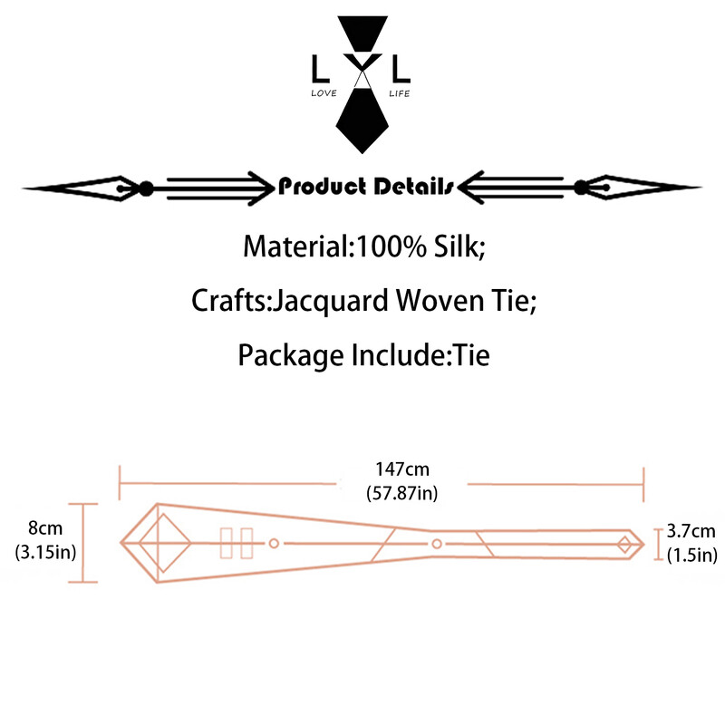 Luksuzna crna muška kravata od 8 cm, poliesterska kravata za muškarce, jednobojna jacquard kravata s paisley prugama, poslovna zabava Corbatas