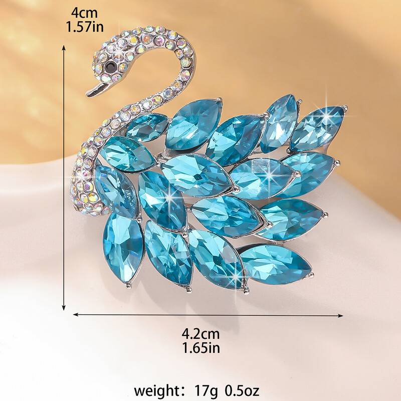 Eleganta kristāla gulbja piespraude sievietēm un meitenēm — dzirkstoša kalnu kristāla dzīvnieku pin-804014