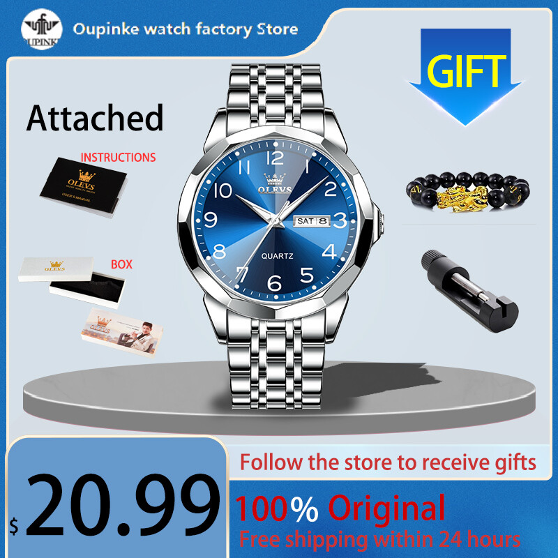 OLEVS oriģinālie ūdensizturīgi vīriešu pulksteņi digitālais spoguļa kvarca pulkstenis vīriešiem Luminous nerūsējošā tērauda rokas pulkstenis vīriešu randiņu nedēļa