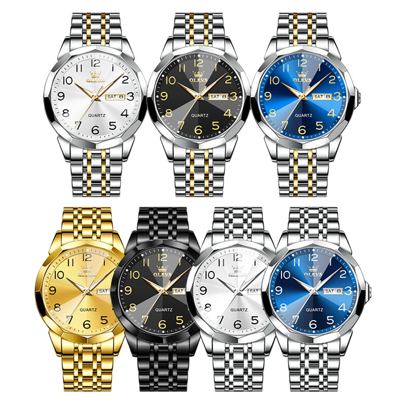 OLEVS oriģinālie ūdensizturīgi vīriešu pulksteņi digitālais spoguļa kvarca pulkstenis vīriešiem Luminous nerūsējošā tērauda rokas pulkstenis vīriešu randiņu nedēļa