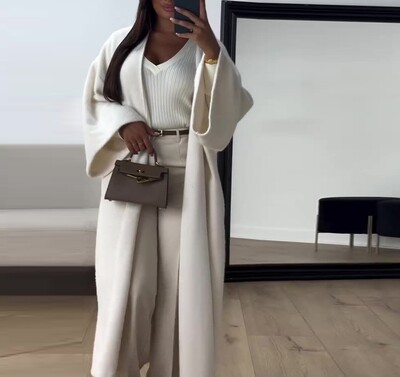 Elegantna jednobojna labava kardigan jakna srednje dužine 2025. Jesen Zima Proljeće Nova moda, ležerna