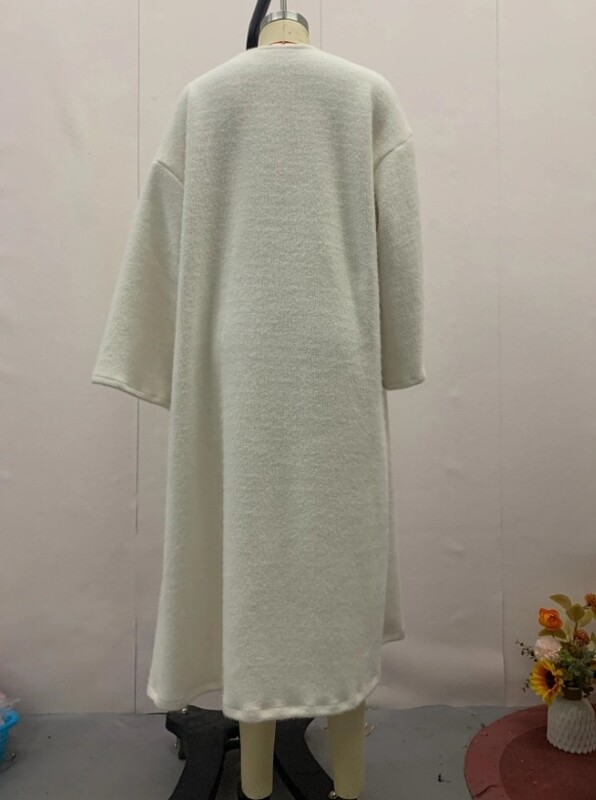 Elegantna jednobojna labava kardigan jakna srednje dužine 2025. Jesen Zima Proljeće Nova moda, ležerna