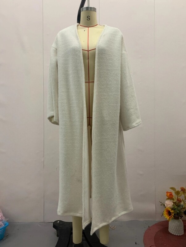 Elegantna jednobojna labava kardigan jakna srednje dužine 2025. Jesen Zima Proljeće Nova moda, ležerna