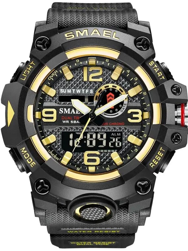 SMAEL vīriešu sporta pulksteņi divlaika digitālais pulkstenis kvarca 50 m ūdensnecaurlaidīgs pulkstenis, militārais pulkstenis, sporta 8035, vīriešu pulksteņi, rokas pulkstenis
