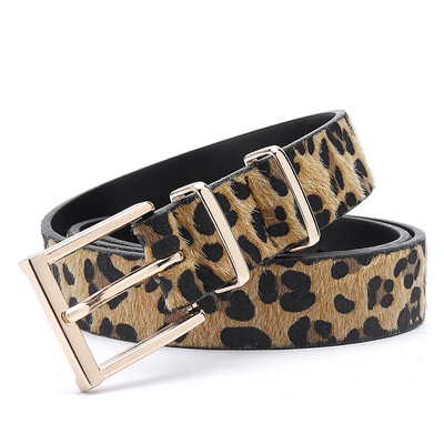 Curele creative din păr de cal cu imprimeu leopard pentru femei, asociate cu blugi, accesoriu pentru centură de talie la modă din Europa America