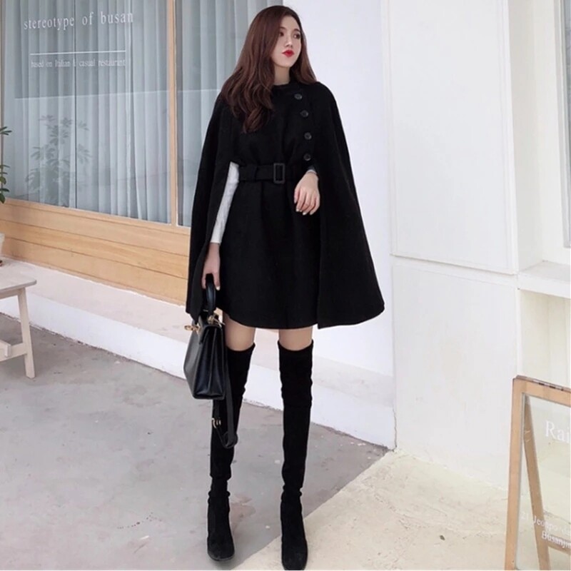 Vilnas apmetnis 2024. gada modes sieviešu vienrindas eleganti augstas kvalitātes smilškrāsas rudens korejiešu vidēja garuma vilnas auduma mēteļi