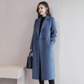 Sieviešu vilnas jaka Novelkams apkakles kabatas vienkrāsains mētelis Divrindu brīvi pieguļoši termiski virsdrēbes Sieviešu apģērbi