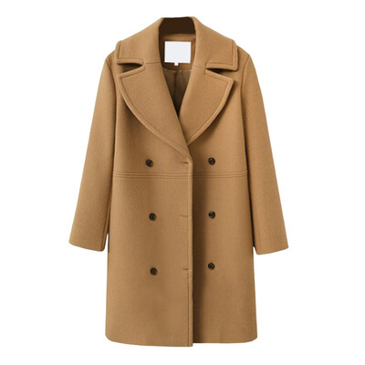 Sieviešu vilnas jaka Novelkams apkakles kabatas vienkrāsains mētelis Divrindu brīvi pieguļoši termiski virsdrēbes Sieviešu apģērbi