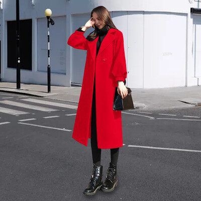 Sieviešu vilnas jaka Novelkams apkakles kabatas vienkrāsains mētelis Divrindu brīvi pieguļoši termiski virsdrēbes Sieviešu apģērbi