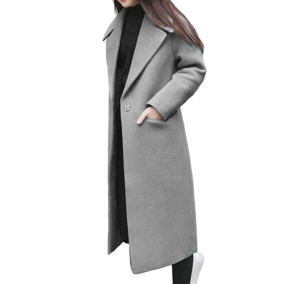 Sieviešu vilnas jaka Novelkams apkakles kabatas vienkrāsains mētelis Divrindu brīvi pieguļoši termiski virsdrēbes Sieviešu apģērbi