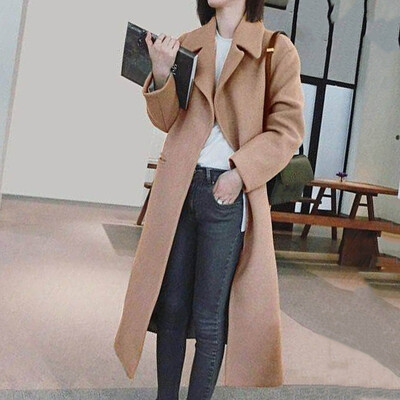 Sieviešu vilnas jaka Novelkams apkakles kabatas vienkrāsains mētelis Divrindu brīvi pieguļoši termiski virsdrēbes Sieviešu apģērbi