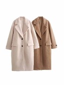 TRAF Eiropas un Amerikas stila ārējās tirdzniecības sieviešu apģērbi jauns modes brīvā laika brīvs mētelis ar garām piedurknēm