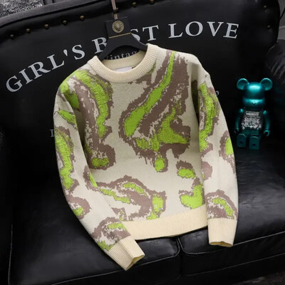 Ikdienas trikotāžas izstrādājumi ar apaļu apkakli, ar garām piedurknēm, džemperis, vīrietis, estētisks audums, dizainers, lēti Y2k trikotāžas džemperi vīriešiem