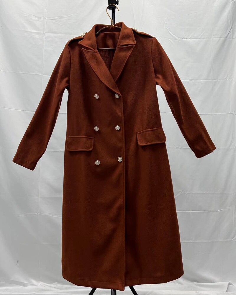 Uzvalks vilnas mētelis senior sense 2024 rudens un ziemas jauns divrindu plecu slaidinošs vilnas mēteļa korejiešu versija