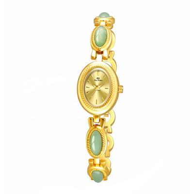 UTHAI sieviešu pulkstenis sieviešu rokassprādze Luksusa zīmola ūdensnecaurlaidīgs retro dabisks Dongling Stone Hotan Jade uzlabotas ķēdes pulksteņi, dāvana