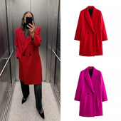 2023. gada rudens/ziemas jauns produkts Sieviešu jauns modes un ikdienas daudzpusīgs polo apkakle ar divrindu garu mēteļu virsdrēbēm