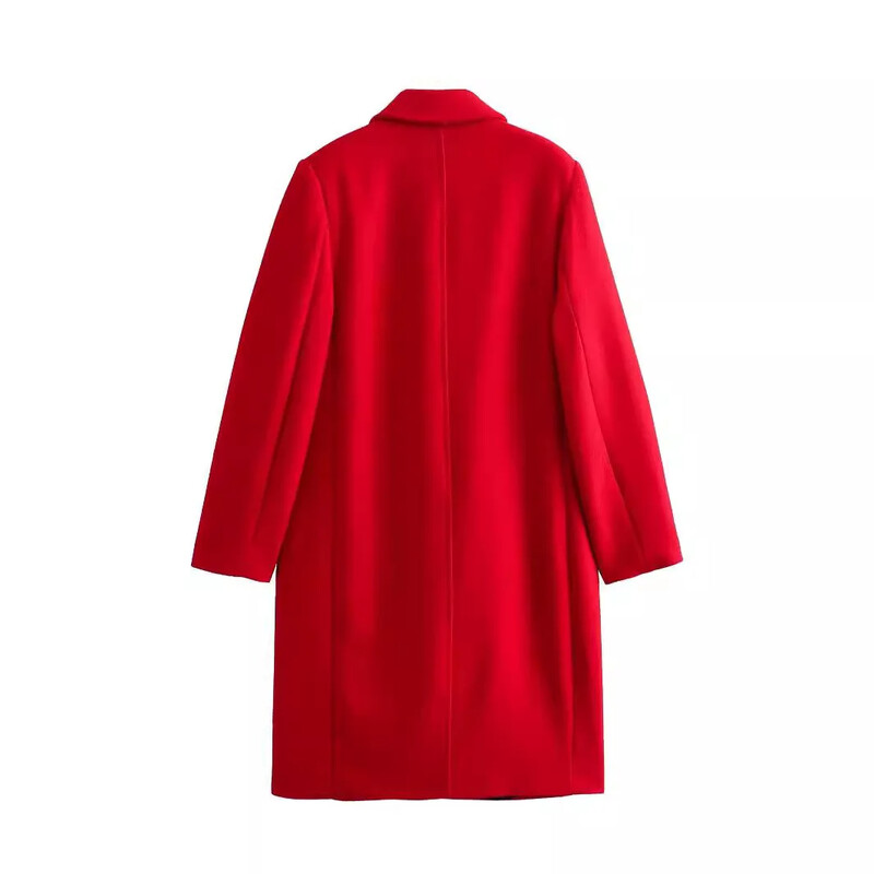 2023. gada rudens/ziemas jauns produkts Sieviešu jauns modes un ikdienas daudzpusīgs polo apkakle ar divrindu garu mēteļu virsdrēbēm