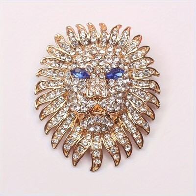 Izsmalcinātas Lauvas saktas Unisex Rhinestone Animal Party Biroja saktas Augstas kvalitātes apģērbu aksesuāri Piespraudes