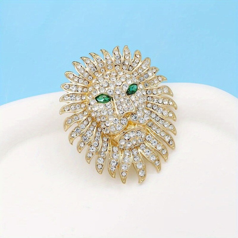 Izsmalcinātas Lauvas saktas Unisex Rhinestone Animal Party Biroja saktas Augstas kvalitātes apģērbu aksesuāri Piespraudes