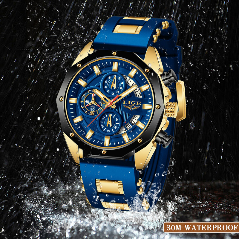 2024. gada LIGE jauni modes vīriešu pulksteņi Top zīmola luksusa silikona sporta pulkstenis vīriešu kvarca datuma pulkstenis ūdensizturīgs rokas pulkstenis hronogrāfs