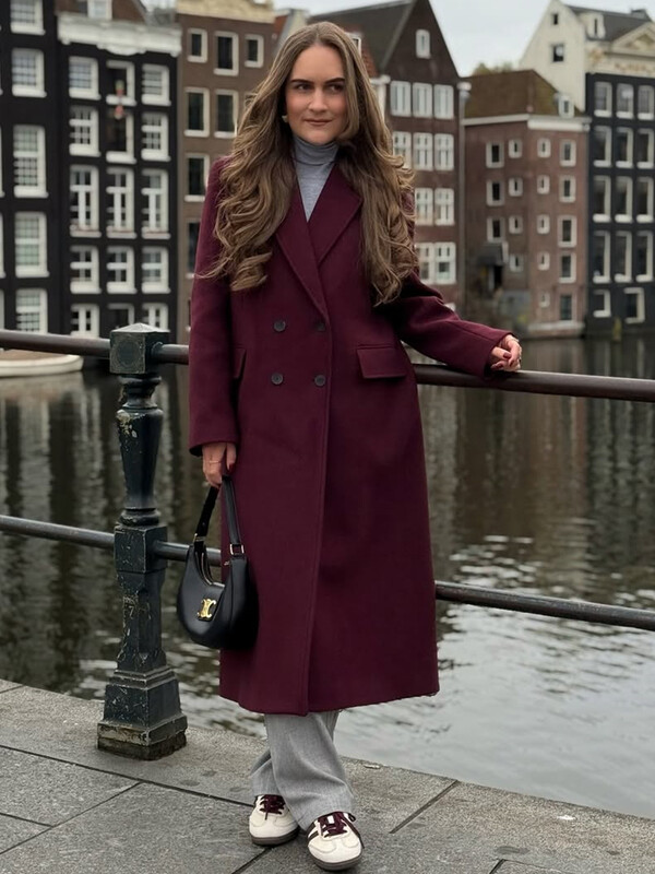 2024 RARA sieviešu ziemas jauna stila atloka kabata divrindu taisna brīva jaukta mēteļa jaka temperaments daudzpusīga