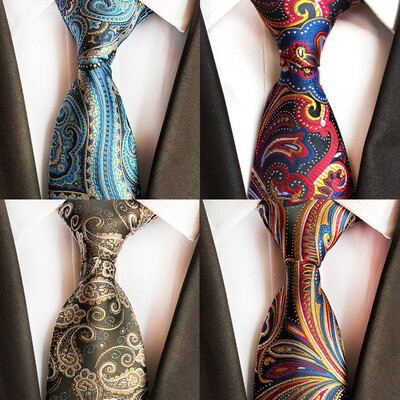 Divatos férfi 8 cm-es formális nyakkendő Bule piros Paisley virágos jacquard nyakkendő nőknek Üzleti esküvő Gravata nyakkendő