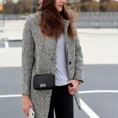 Карирано дамско вълнено палто Slim Fit Дамско вълнено карирано яке Перещо се с едно копче палто с дълъг ръкав Дамско горно облекло Зимно палто
