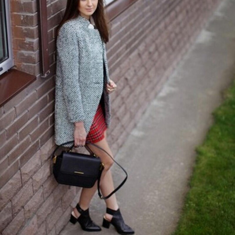 Sieviešu rūtains vilnas mētelis Slim Fit sieviešu vilnas rūtainā jaka mazgājama ar vienu pogu ar garām piedurknēm mētelis Sieviešu virsdrēbes ziemas mētelis