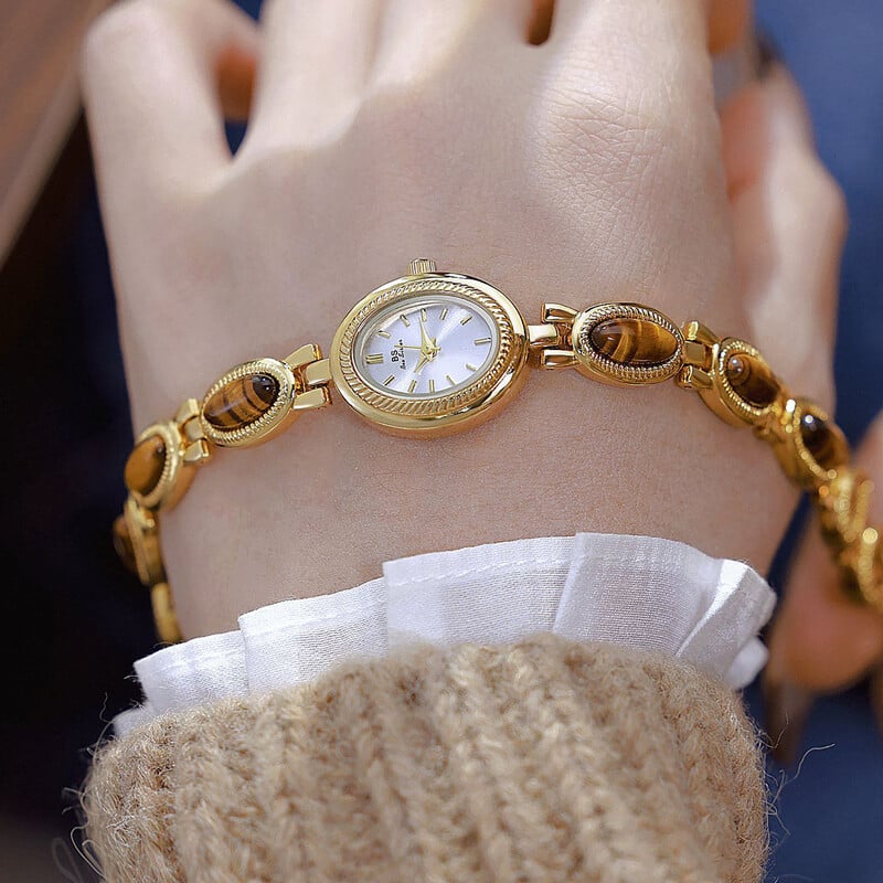Πολυτελές Χρυσό Vintage Ρολόι Γυναικείο Κομψό Κεχριμπάρι Κοσμήματα Χαλαζίας Ρολόι χειρός Νέο σε Γυναικεία Ρολόγια Μόδα Βραχιόλι Χρυσό Ρολόι