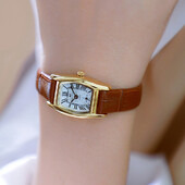 Sieviešu pulksteņi Modes augstas kvalitātes retro ādas siksniņas kvarca pulkstenis sievietēm ar mazu kvadrātveida ciparnīcu Sieviešu ūdensizturīgs pulkstenis