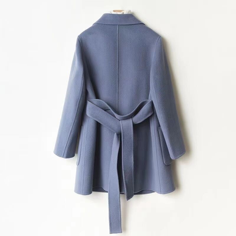 Sieviešu vilna un maisījumi mētelis garš zils sieviešu jakas Virsdrēbes ikdienišķs karsts korejiešu stila apģērbs jaunums piedurkne moderns