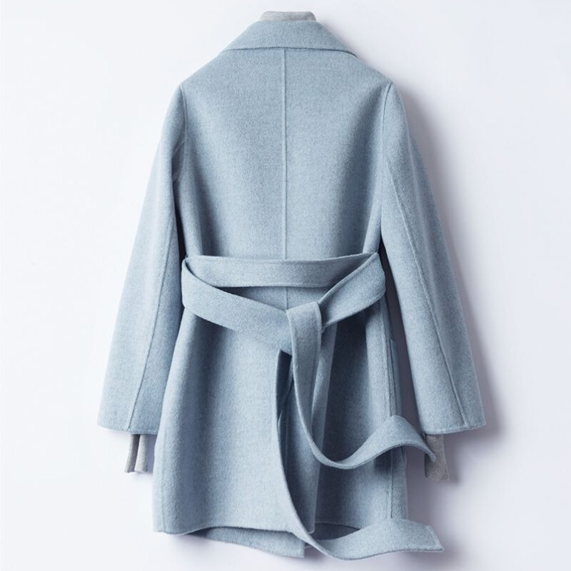 Sieviešu vilna un maisījumi mētelis garš zils sieviešu jakas Virsdrēbes ikdienišķs karsts korejiešu stila apģērbs jaunums piedurkne moderns