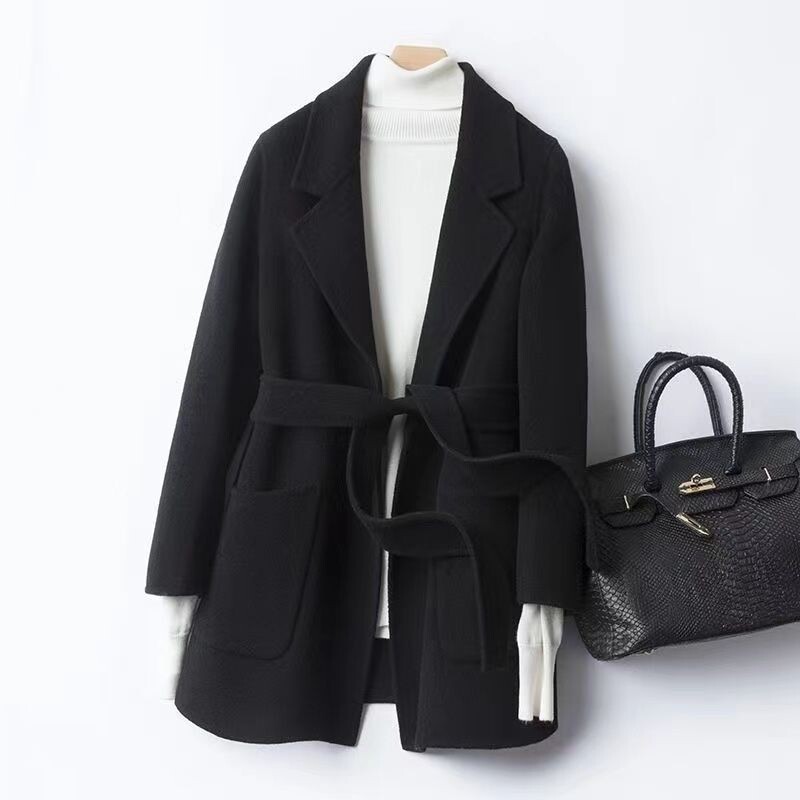 Sieviešu vilna un maisījumi mētelis garš zils sieviešu jakas Virsdrēbes ikdienišķs karsts korejiešu stila apģērbs jaunums piedurkne moderns