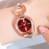 Gedi Brand Luksuzni zlatni čelični lanac Ženska kvarcna narukvica Mali brojčanik Dijamantni minimalistički vodootporni ženski ručni satovi