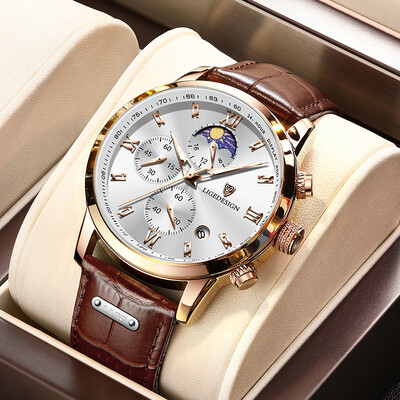 LIGE alkalmi férfi karóra luxus bőr vízálló sport kvarc karóra Chronograph katonai karóra férfiaknak Relogio Masculino