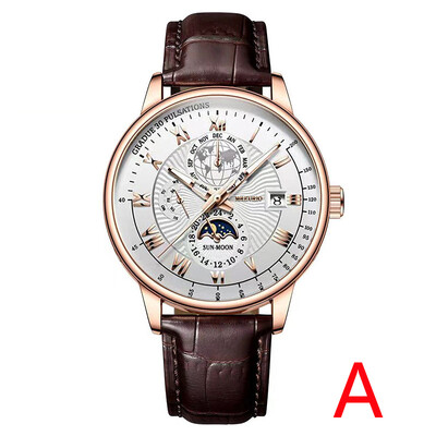 Vīriešu modes biznesa dizaina pulkstenis Luksusa ādas siksnas kvarca pulkstenis, vienkāršs apļveida ciparnīcas romiešu mēroga pulkstenis