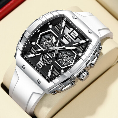 Relogio Masculino LIGE vīriešu pulkstenis Luksusa ūdensnecaurlaidīgs kvarca rokas pulkstenis, paceļams plaukstas locītava, gaišs randiņš, sporta silikona pulkstenis, vīriešu pulksteņi