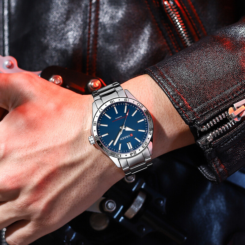 CURREN Muški modni ultratanki satovi Jednostavni muški poslovni kvarcni sat od nehrđajućeg čelika Ležerni sat za muškarce Relogio Masculino