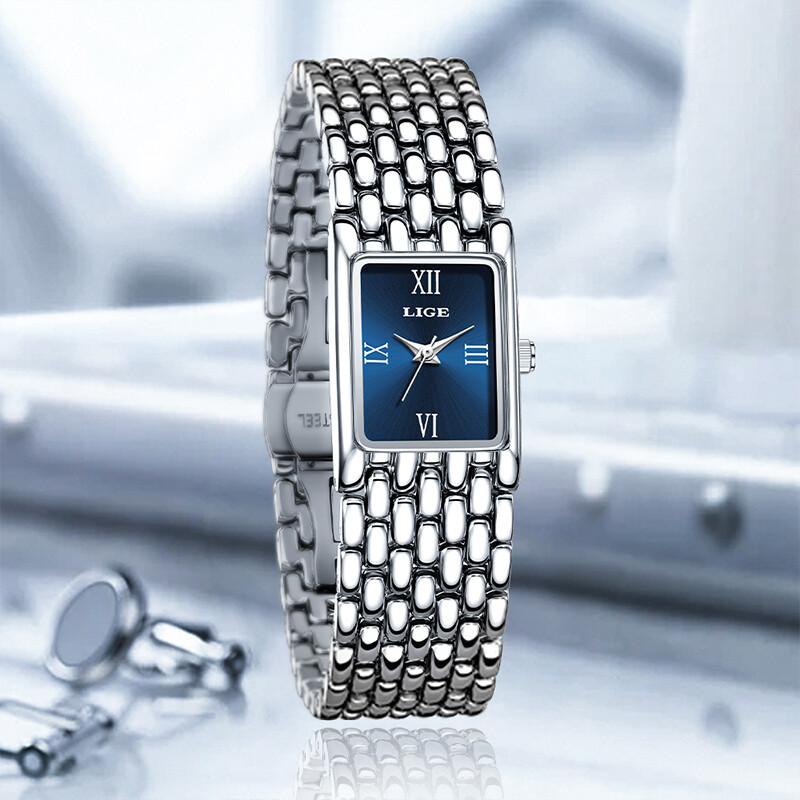 LIGE jauns 2025. gada sieviešu pulkstenis kvarca nerūsējošā tērauda siksniņa sieviešu pulksteņi luksusa ikdienas ūdensizturīgs retro modes sieviešu pulkstenis reloj