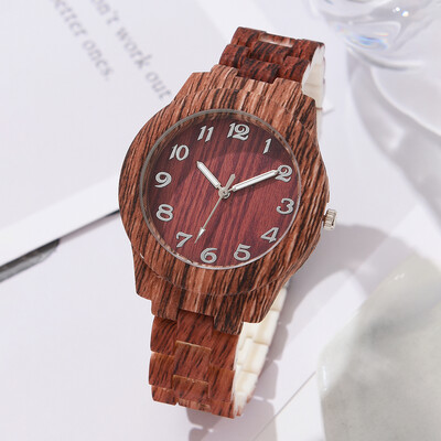 Luksusa pulksteņi Sieviešu koka graudu Vienkāršs kvarca rokas pulkstenis Sieviešu Vienkāršība Retro vīriešu dizaina pulkstenis Relogio Mujer Masculino Hot