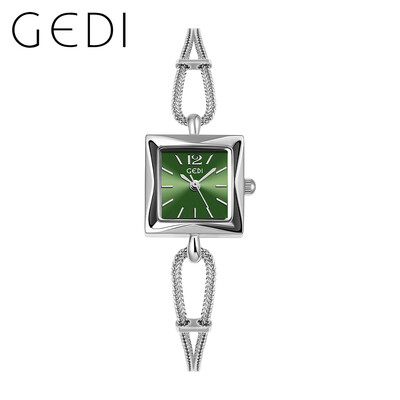 2024. gada modes Gedi labākā zīmola rozā zelts sieviešu kvadrātveida rokas pulkstenis, sakausējums, virves, ūdensizturīgs, grezns sieviešu kvarca dārgakmens, 20 mm