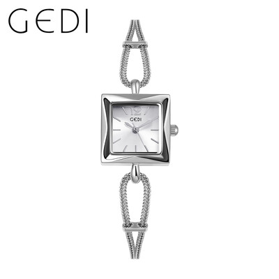 2024. gada modes Gedi labākā zīmola rozā zelts sieviešu kvadrātveida rokas pulkstenis, sakausējums, virves, ūdensizturīgs, grezns sieviešu kvarca dārgakmens, 20 mm